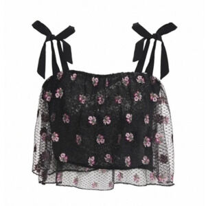 Saloni jemi sequin metallic tulle floral top 17958